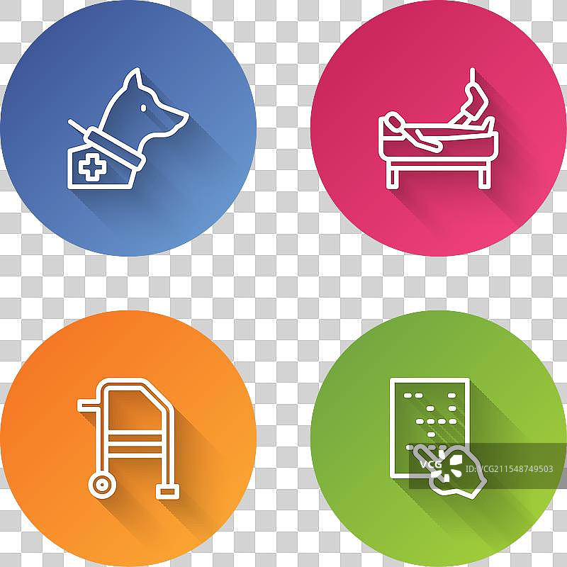 使用助行器的狗狗导盲犬，耐心陪伴着腿部骨折的主人图片素材