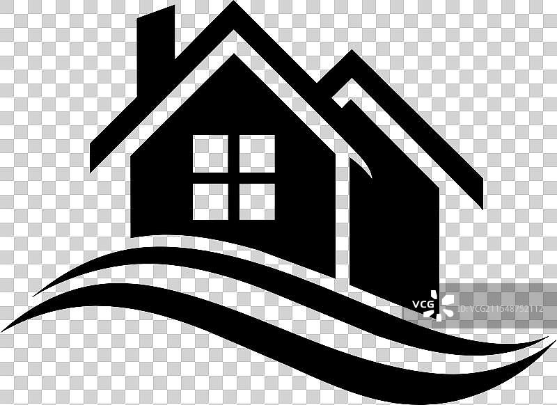 带有波浪设计的房屋与显著的图片素材