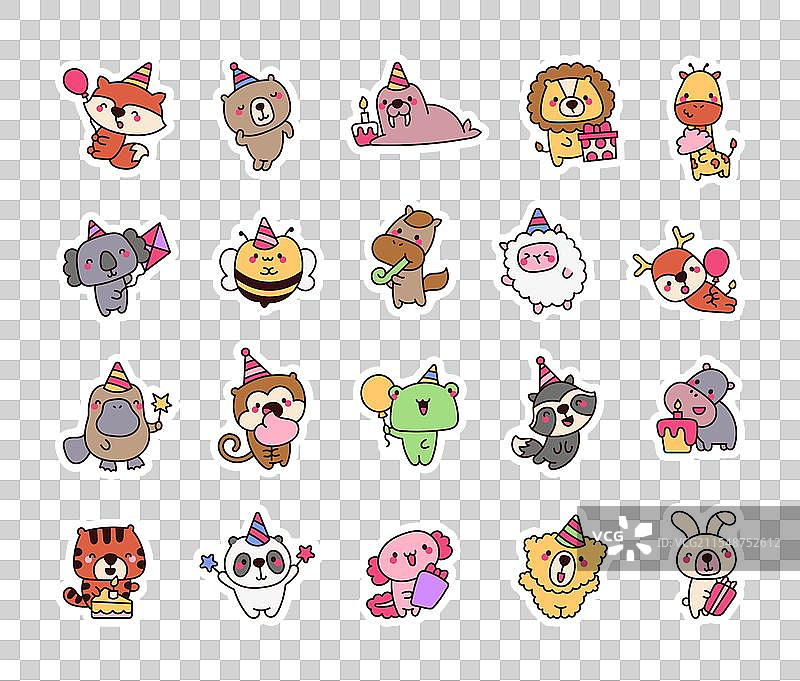 可爱的卡哇伊卡通动物角色图片素材