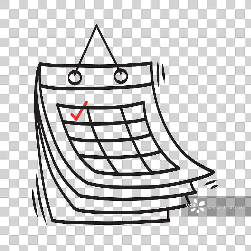 手绘涂鸦风格的卡通折叠日历图片素材