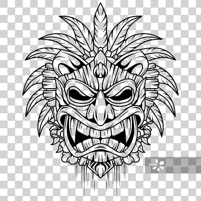 手绘的提基面具图片素材