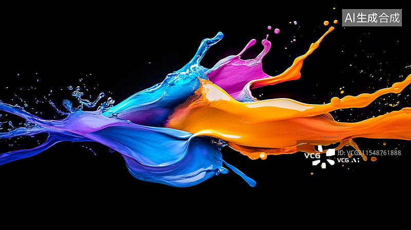 【AI数字艺术】七彩颜料在白色背景下爆炸图片素材
