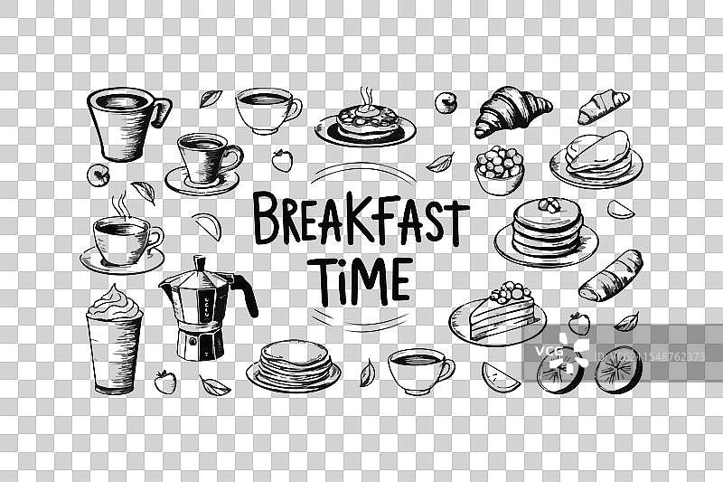 手绘早餐食品图标图片素材