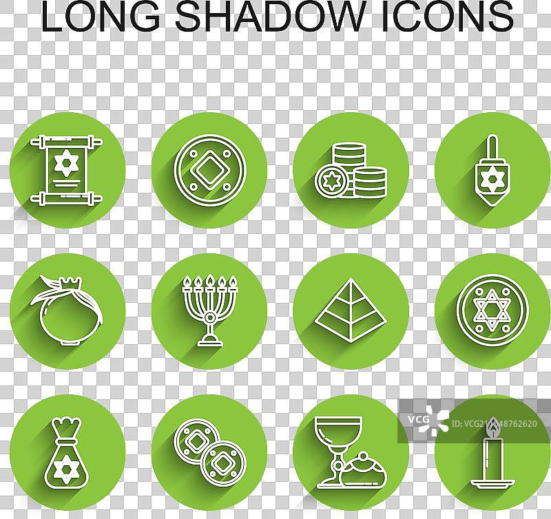 犹太钱袋与大卫星硬币的线条图图片素材