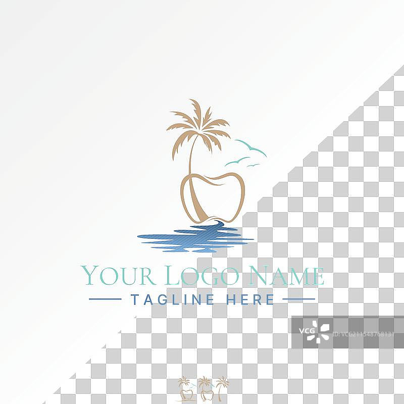 友好的牙科岛屿鸟类椰子树波浪图片素材