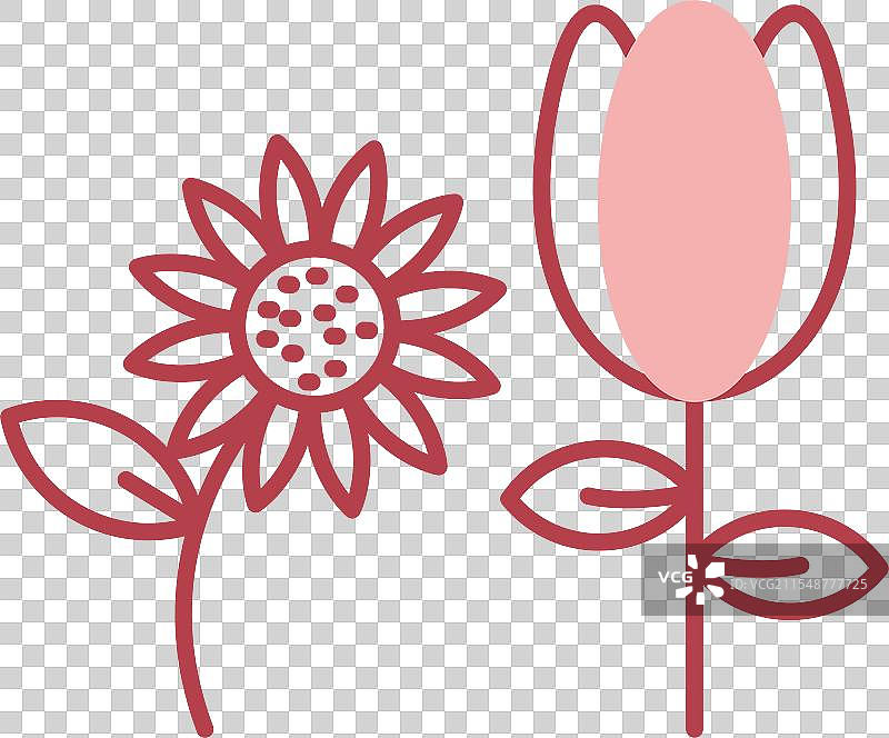 植物线条填充图标图片素材