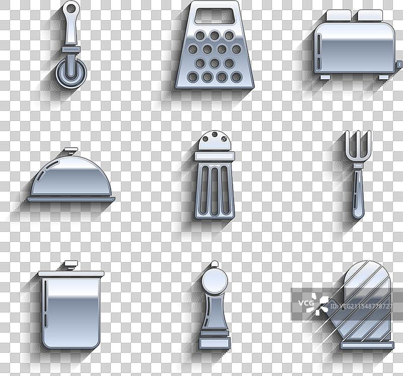 盐、胡椒、烤箱手套、叉子、炊具图片素材