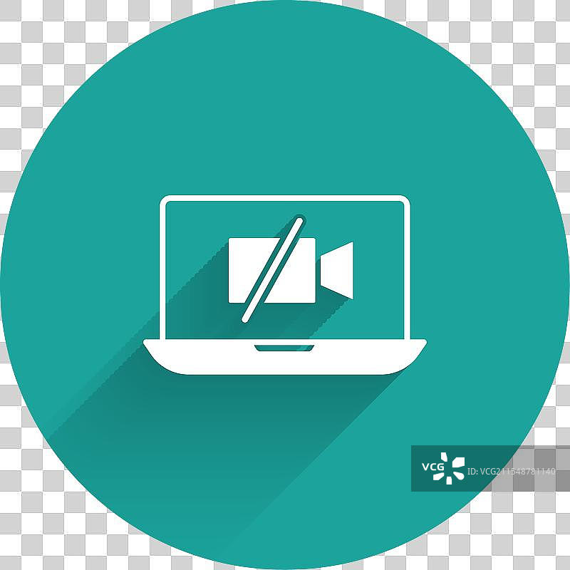 笔记本电脑屏幕上的白色摄像机关闭图标图片素材