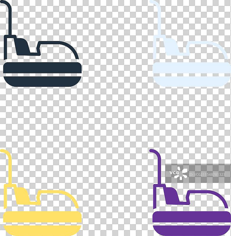 流行艺术风格的碰碰车图标，背景为色彩鲜艳的单色设计图片素材