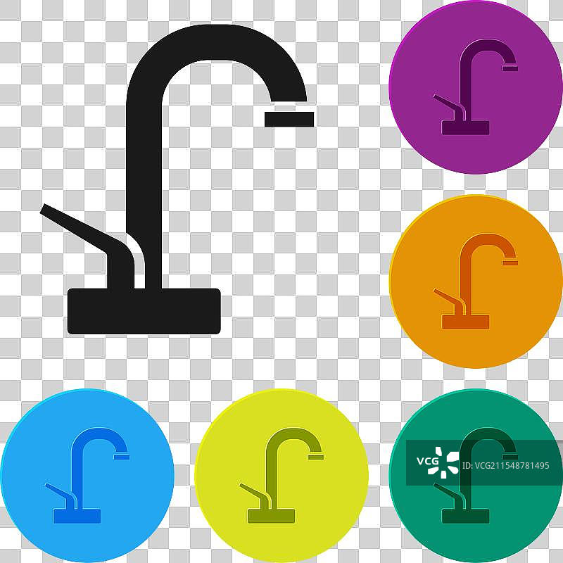 黑色水龙头图标，背景为白色图片素材