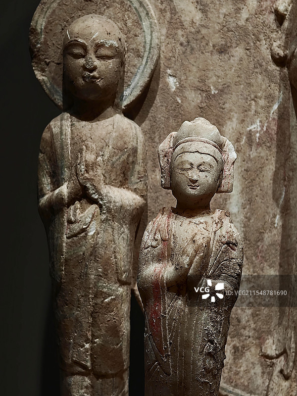 武平元年贾同村邑人造成铺菩萨立像 北齐武平元年 石家庄市藁城区北贾同村建忠寺遗址出土 正定博物馆藏图片素材