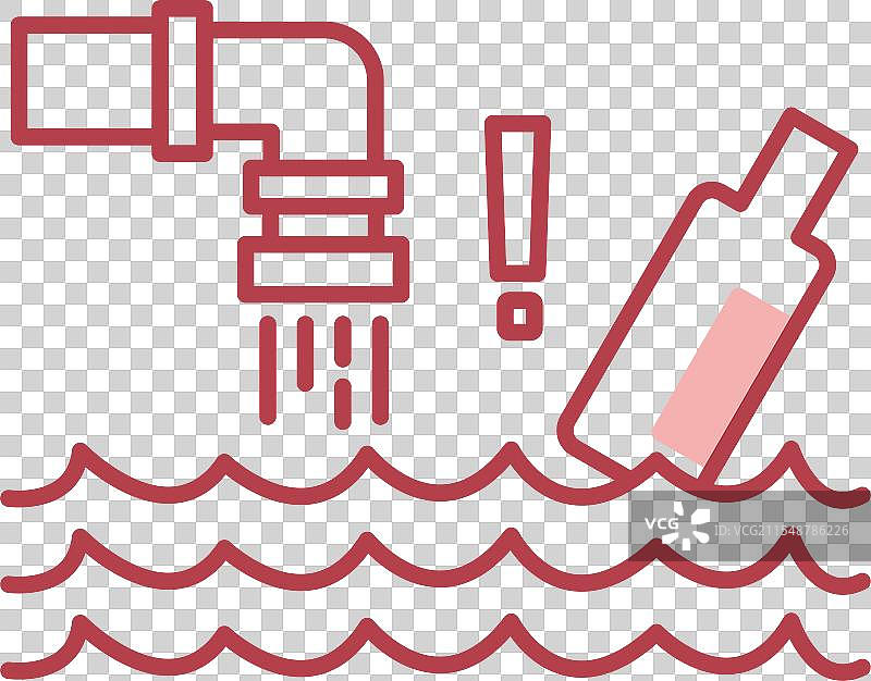 水污染线条填充图标图片素材