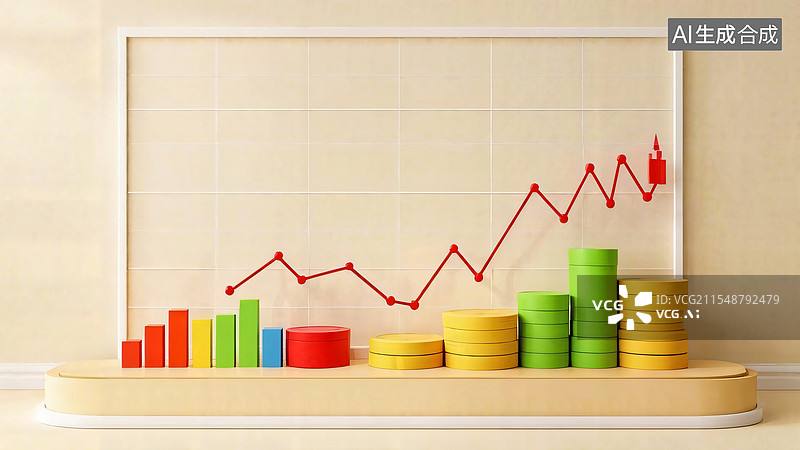 【AI数字艺术】金融行业，趋势图背景，居下图片素材