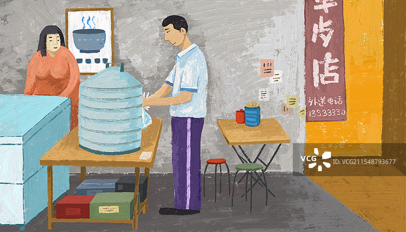 插画：早餐店图片素材
