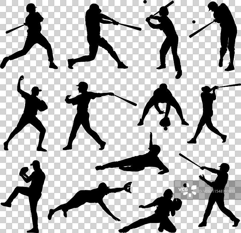 棒球运动员剪影图片素材