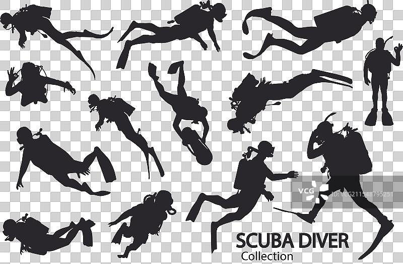 潜水员剪影图片素材