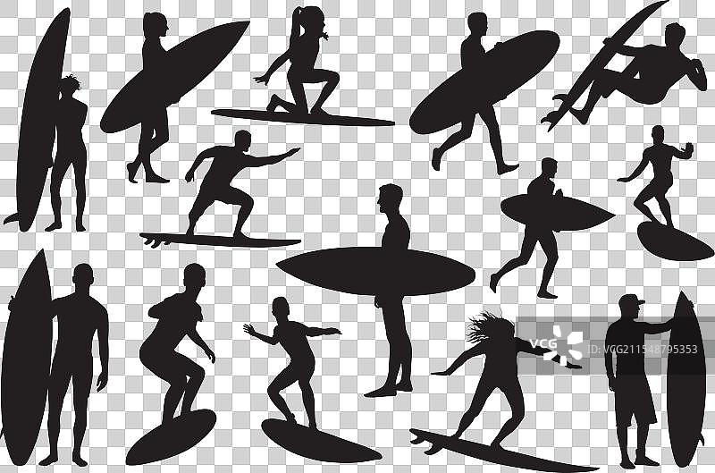 冲浪者剪影图片素材