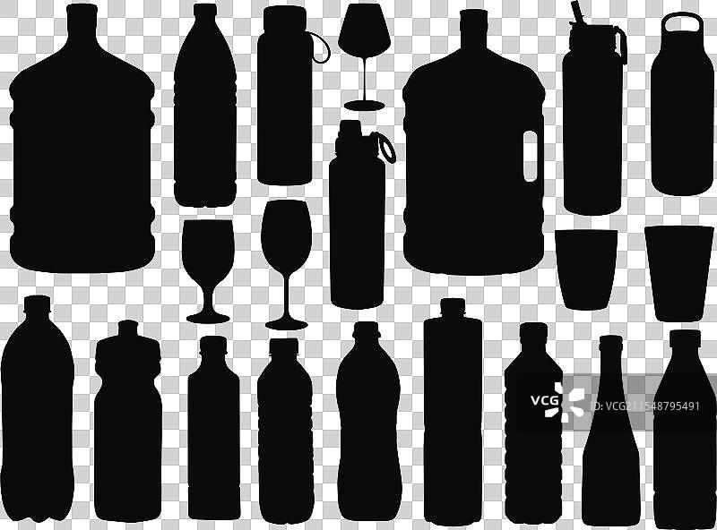 水瓶和玻璃的轮廓图片素材