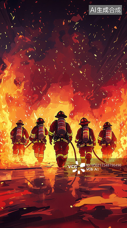 【AI数字艺术】火灾消防安全插画图片素材