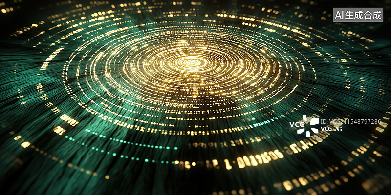 【AI数字艺术】植树节抽象设计金色点缀的树木年轮数据可视化可持续增长信息图壁纸背景绿色环保生态科技概念融合木纹渐变图片素材