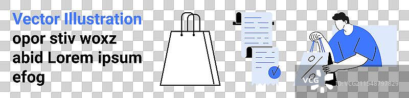 电子商务纸袋与收据和人图片素材