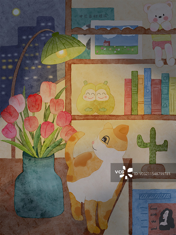 夜晚的猫图片素材