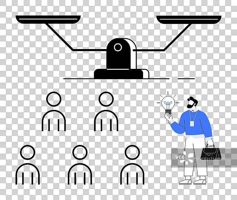 商人平衡创新与团队合作图片素材