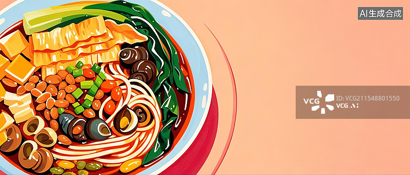 【AI数字艺术】手绘插画螺蛳粉海报设计模板背景图片素材