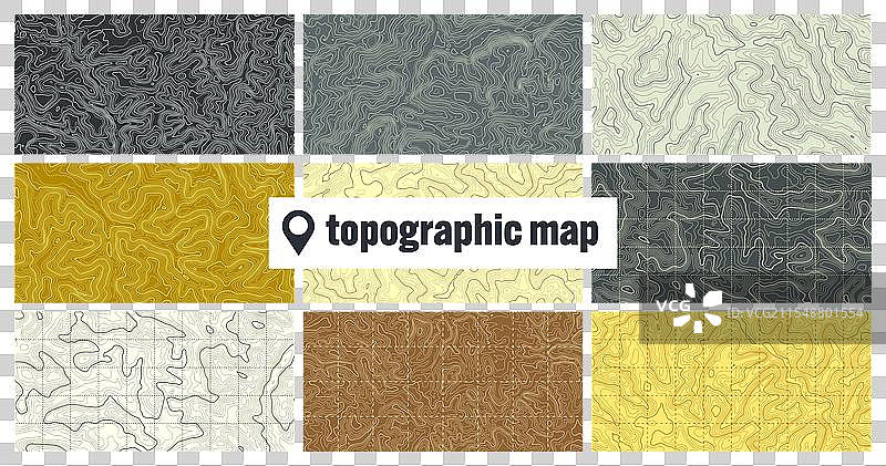 彩色地形图与等高线图片素材