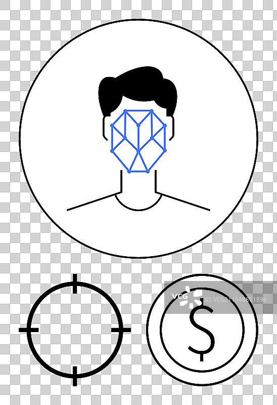 面部识别与金融目标定位概念图片素材