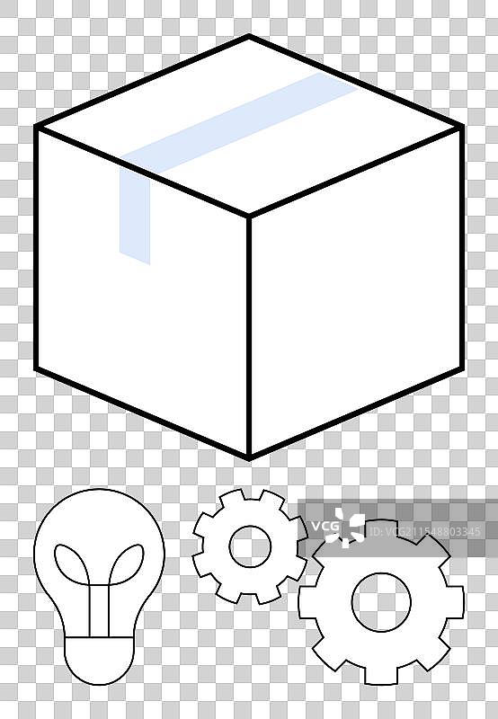 创意概念：盒子、灯泡和齿轮图片素材