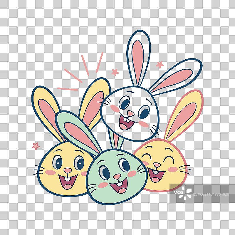 可爱的兔子脸和快乐的表情图片素材