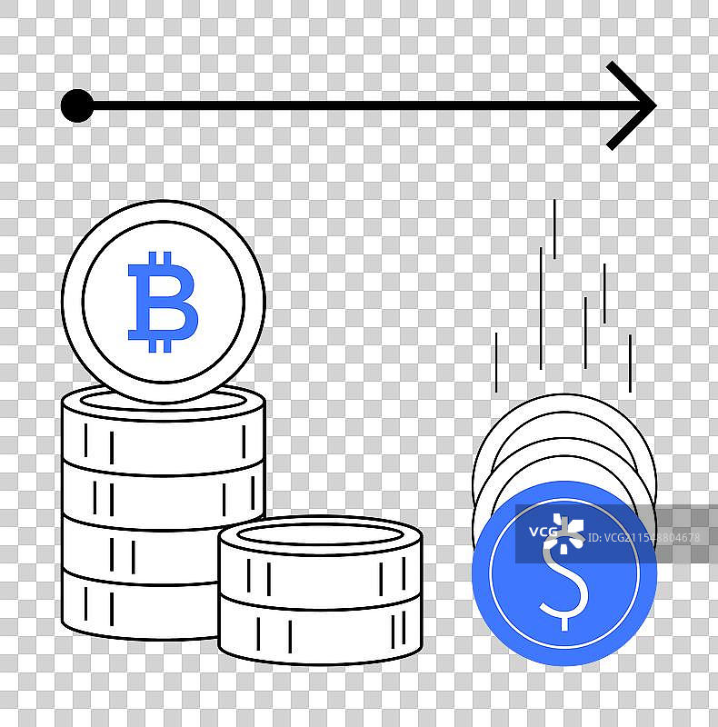 加密货币交易所概念与堆叠图形图片素材