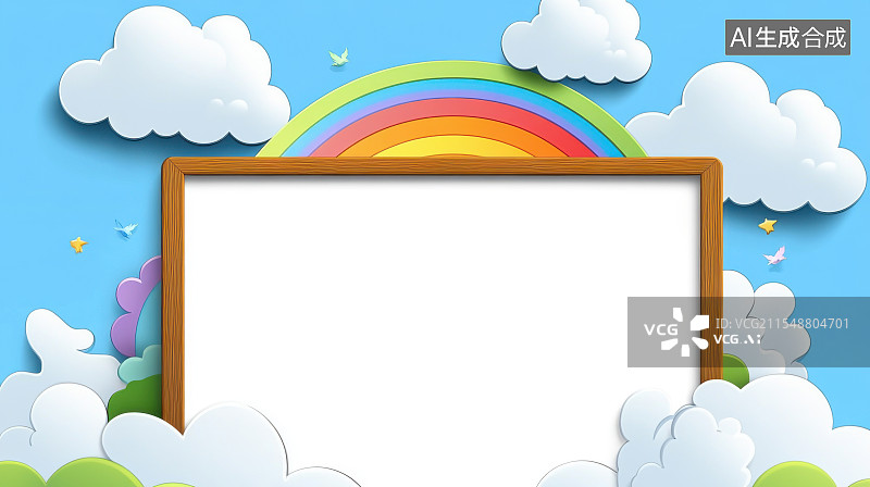 【AI数字艺术】通用版画海报插画卡通留白背景，中间留白图片素材