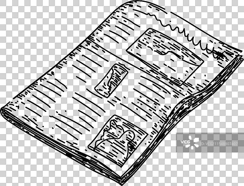 复古老报纸素描手绘图片素材
