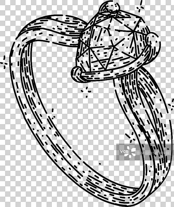 手绘铂金戒指珠宝草图图片素材