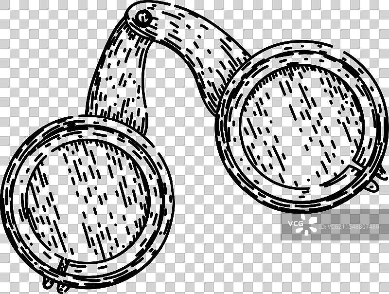 手绘古董眼镜素描图片素材