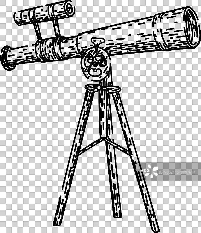 手绘的可收藏望远镜草图图片素材