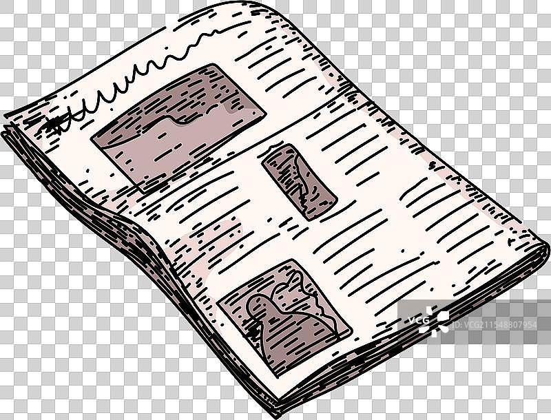 复古老报纸素描手绘图片素材