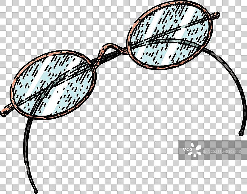 手绘眼镜框素描图片素材