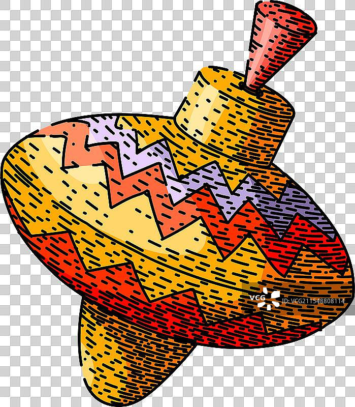 旋转陀螺的手绘草图图片素材