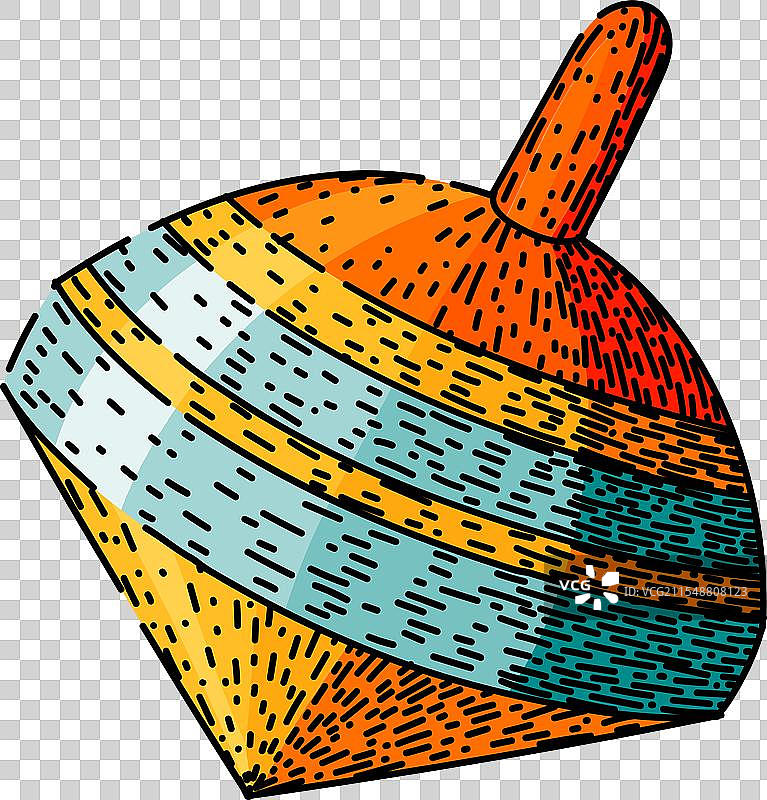 陀螺旋转陀螺的手绘草图图片素材