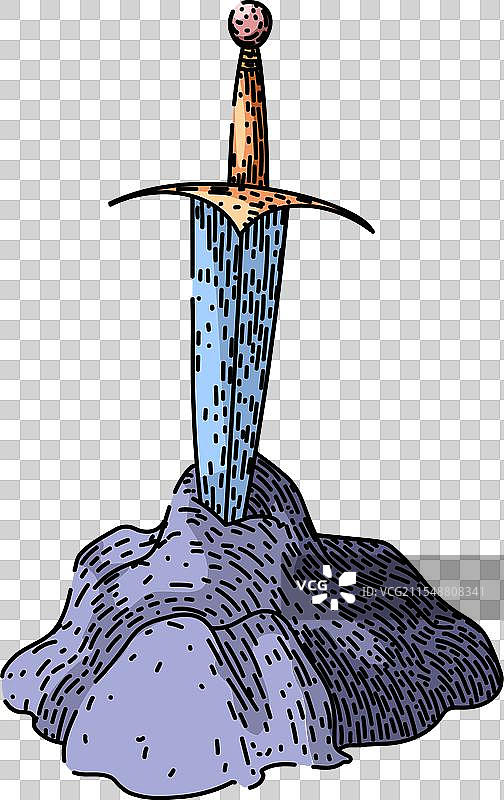 卡梅洛特剑石素描手绘图片素材