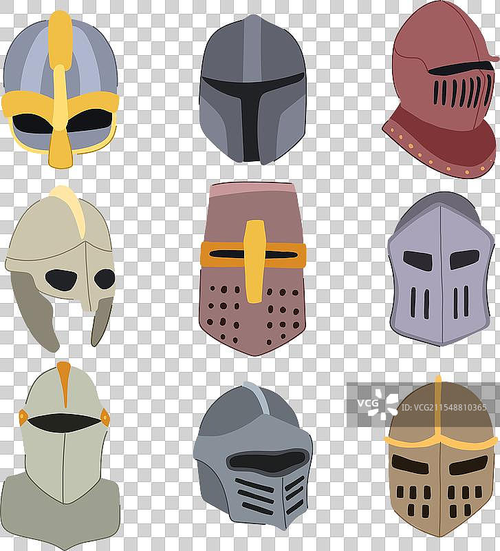 骑士头盔套装卡通图案图片素材