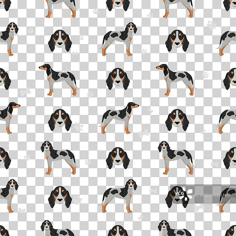 大蓝犬无缝图案不同设计图片素材