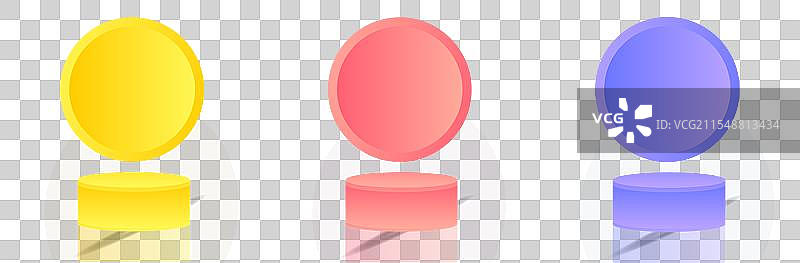 一组黄色、蓝色、紫色和白色的圆柱体图片素材