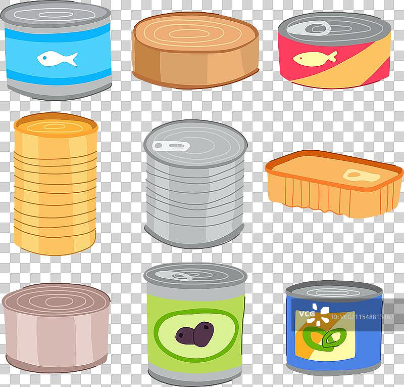 罐头盒卡通图案图片素材