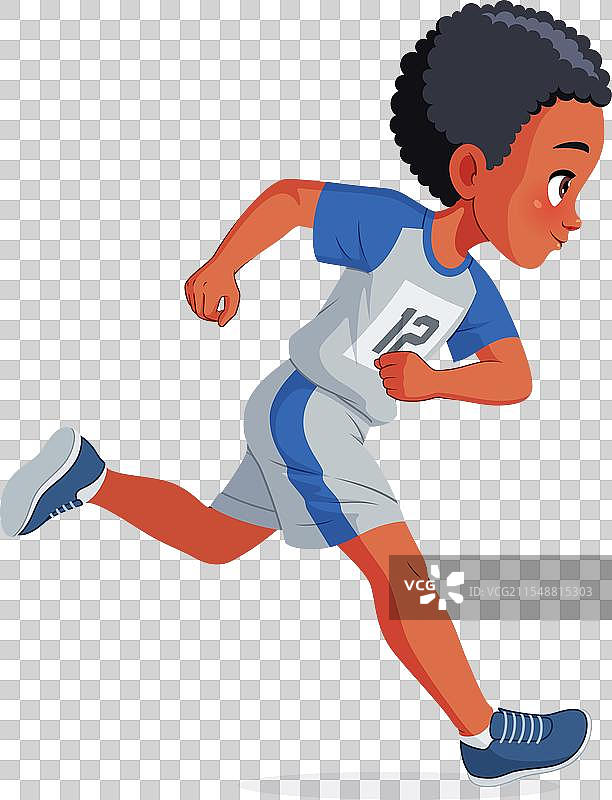 可爱的非裔美国小孩在田径场上奔跑图片素材