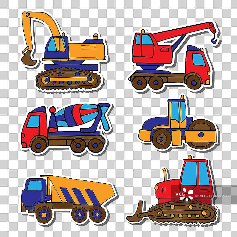 一套彩色建筑设备贴纸图片素材