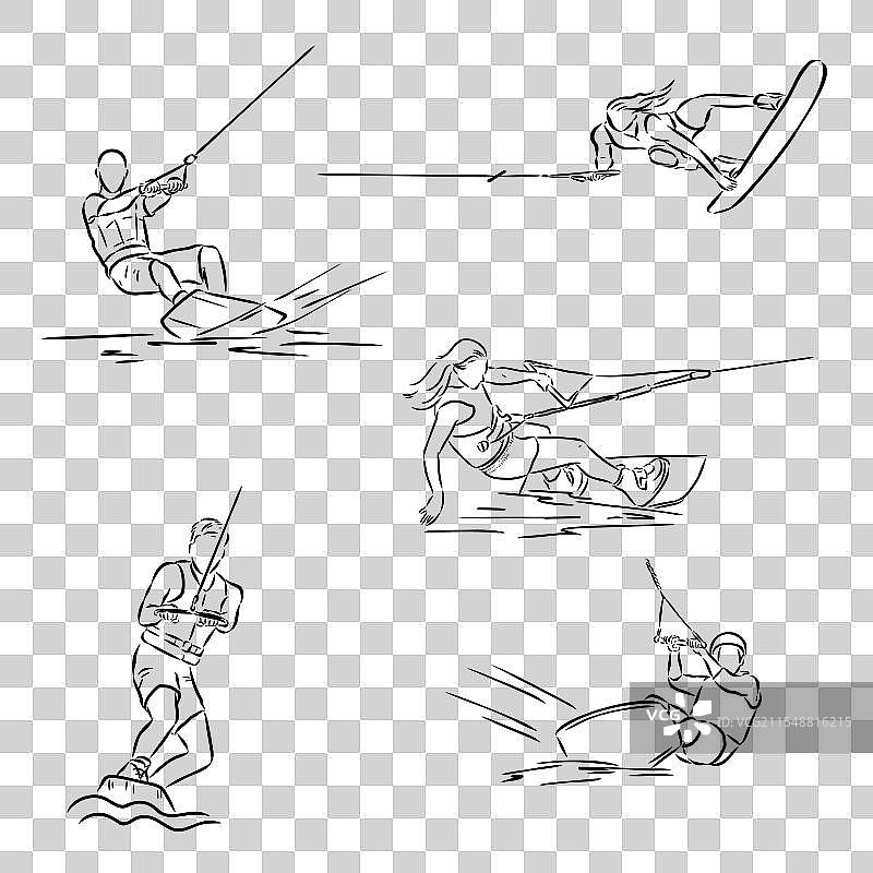 年轻运动员的单线连续画图片素材